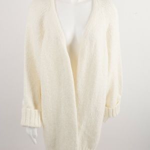 Zara Womens OverSized Chunky Winter White Knit Cardigan M